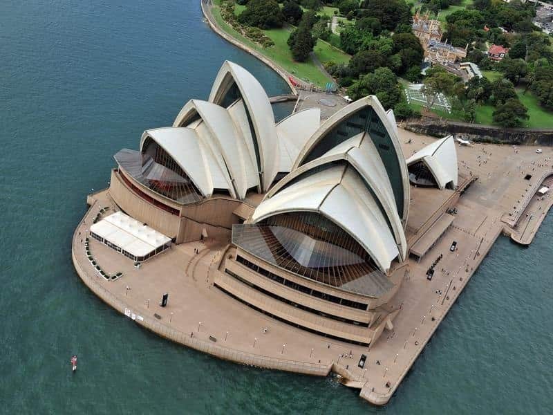 An aerial view of the Sydney Opera House.