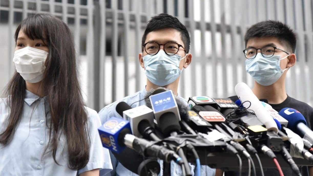 Joshua Wong (right), secretary general of pro-democracy group Demosisto
