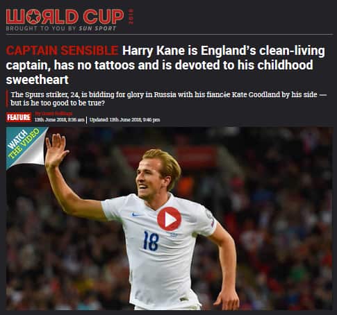 Harry Kane featured in The Sun