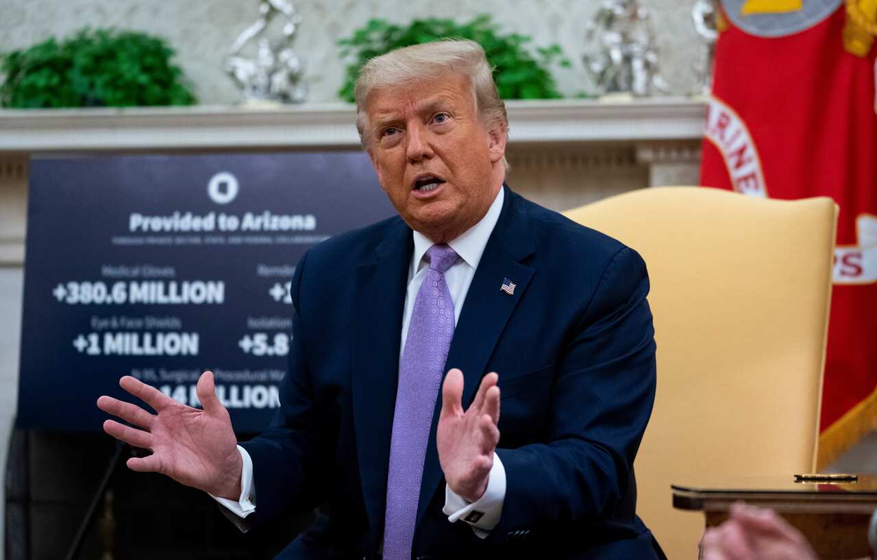 US President Donald Trump in the Oval Office at the White House.