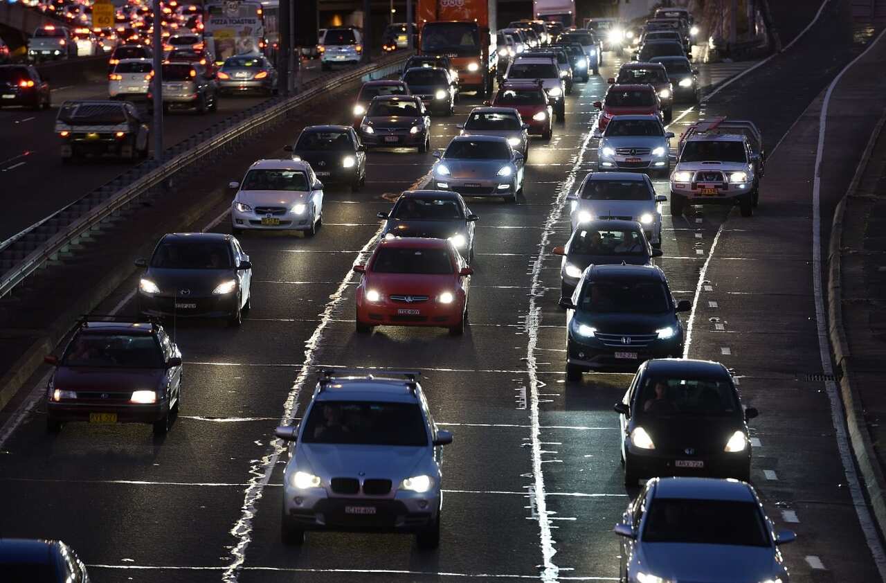 General view of traffic on the Warringah freeway in Sydney