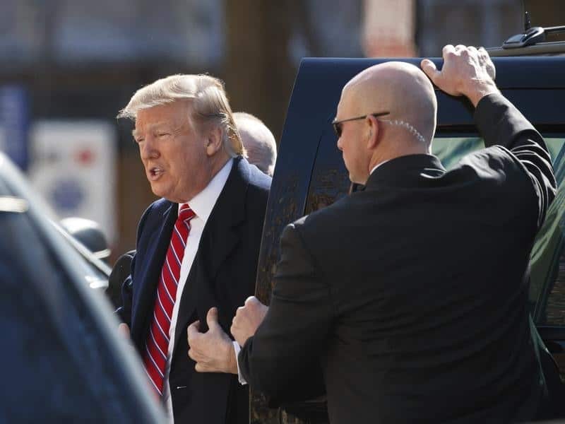 President Donald Trump attends church on Sunday