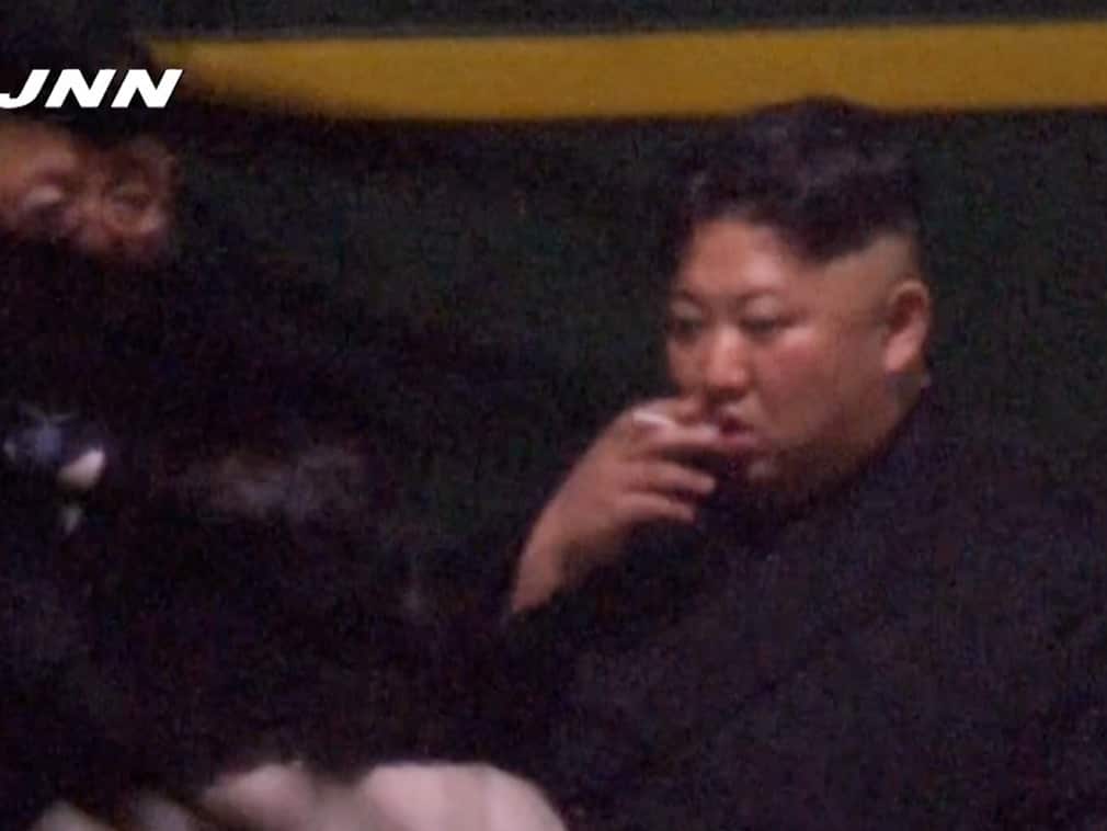 On his way to Vietnam, Kim Jong Un took an early smoke break.