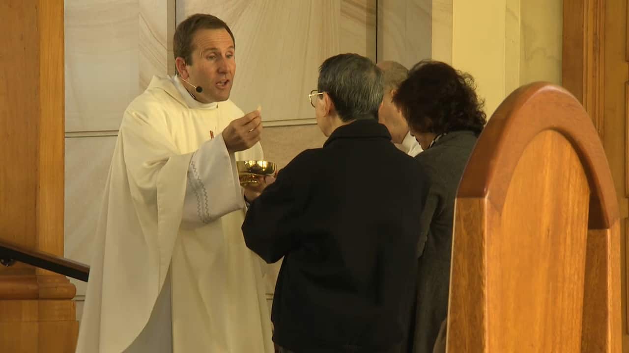 Father Jim Mckeon at Our Lady of Dolours Catholic Church.