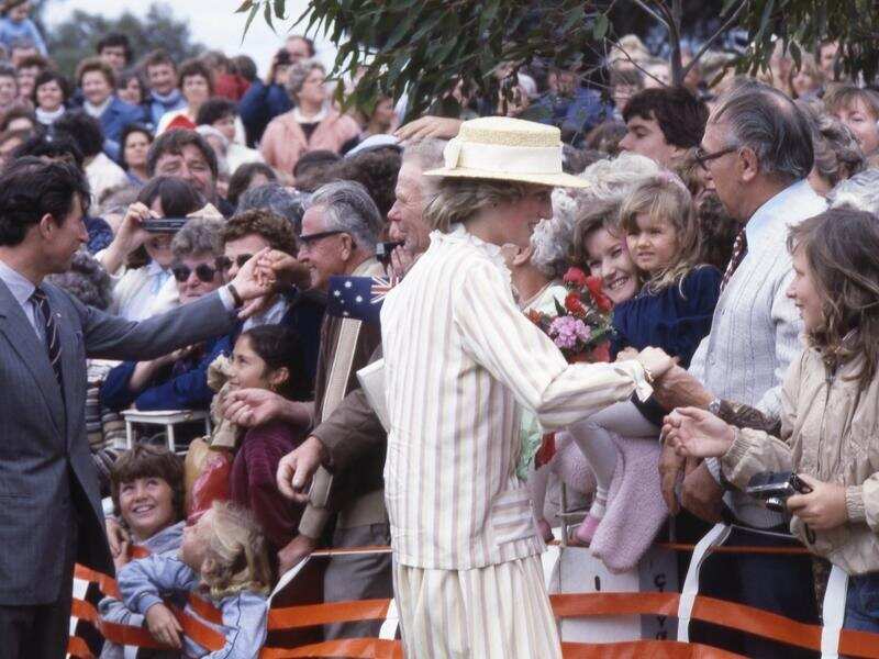 Prince Charles and Princess Diana talk to locals in Adelaide in 1983.