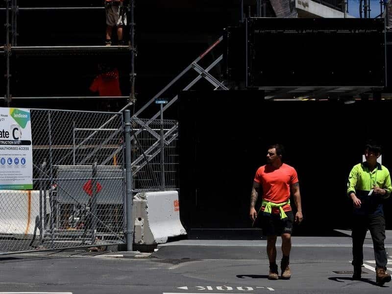 Trabajadores en una obra en construcción en Sydney