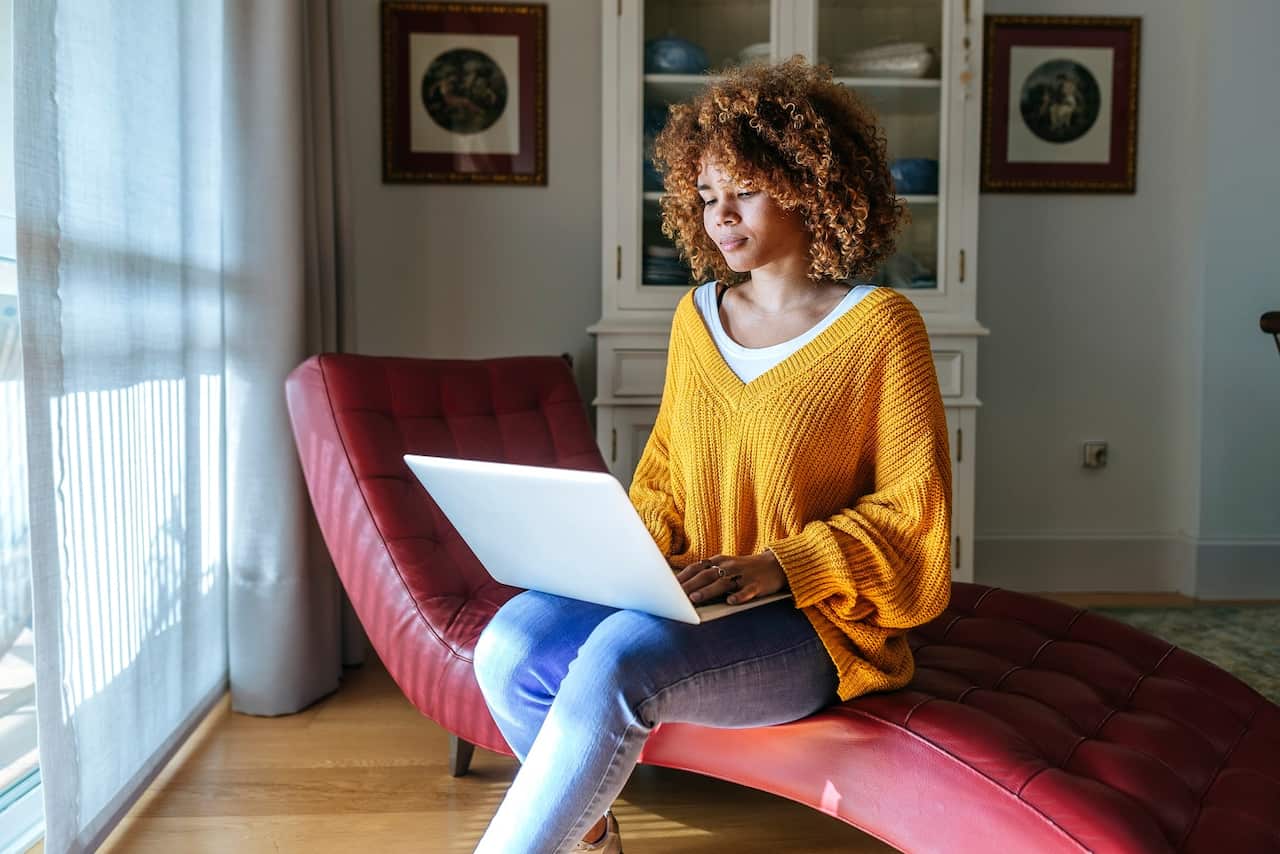 A student working at home
