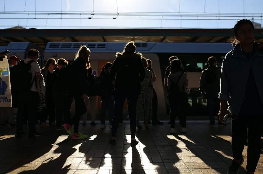 A train arrives at Sydney's Central Station.