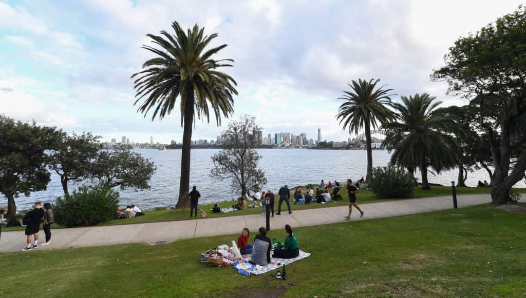Friends and families gather for picnics at Cremorne Point on 17 May, 2020 in Sydney, Australia. 