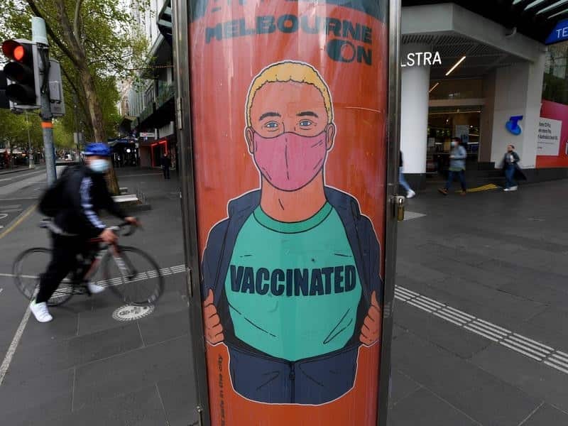 An advertisement promoting COVID-19 vaccinations (file image)