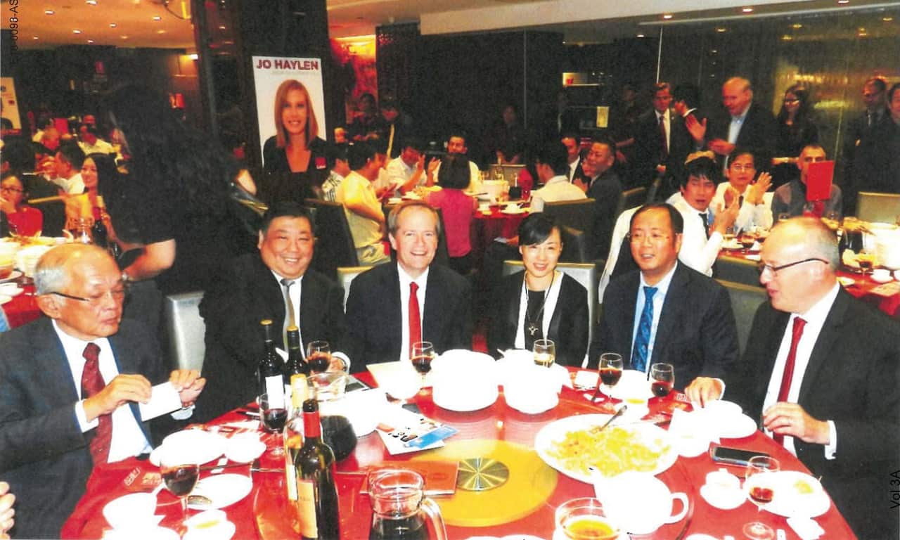 Then-Labor leader Bill Shorten, Luke Foley and Huang Xiangmo during a 2015 Labor fundraiser.