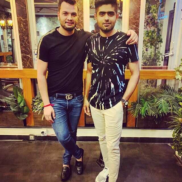 Usman Qadir with friend ricketer Baber Azam