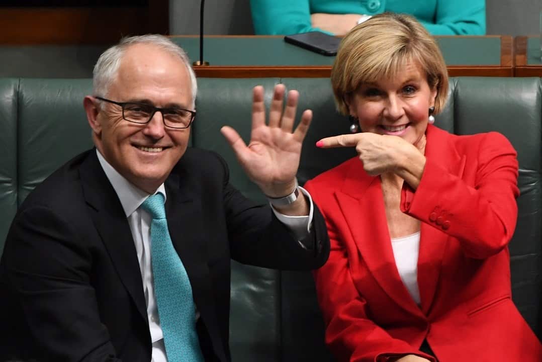 Julie Bishop is standing by PM Malcolm Turnbull, saying he will lead the government to the election.