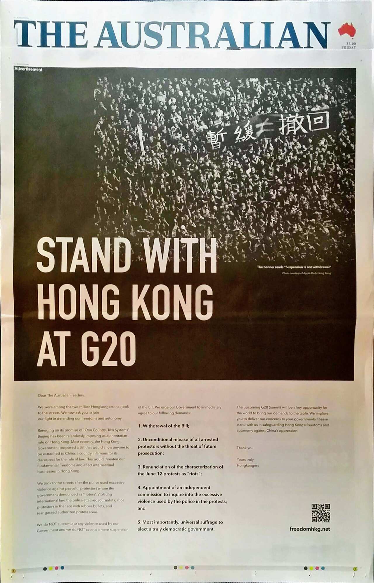 Stand with Hong Kong at G20