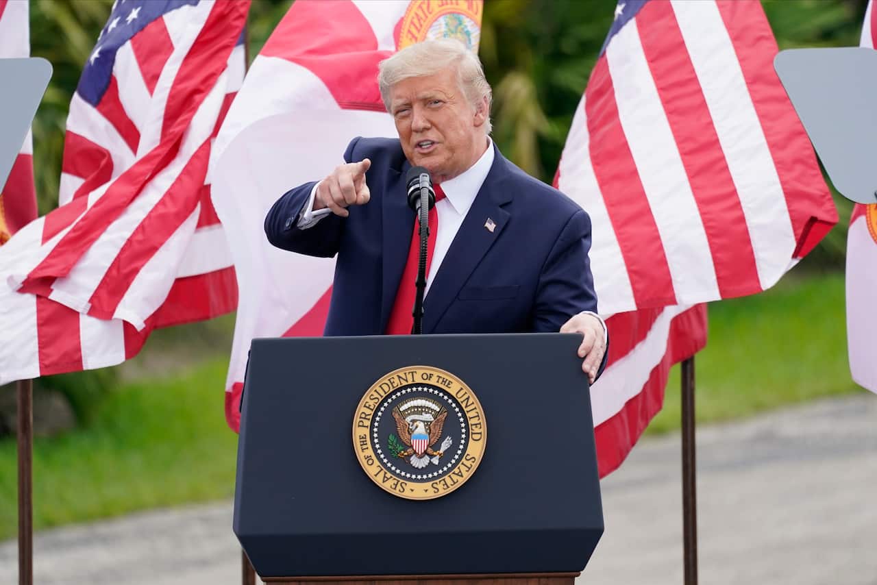 President Donald Trump delivers remarks during an event discussing environmental policies at the Jupiter Inlet Lighthouse and Museum Tuesday, Sept. 8, 2020, in Jupiter, Fla. (AP Photo/John Raoux)