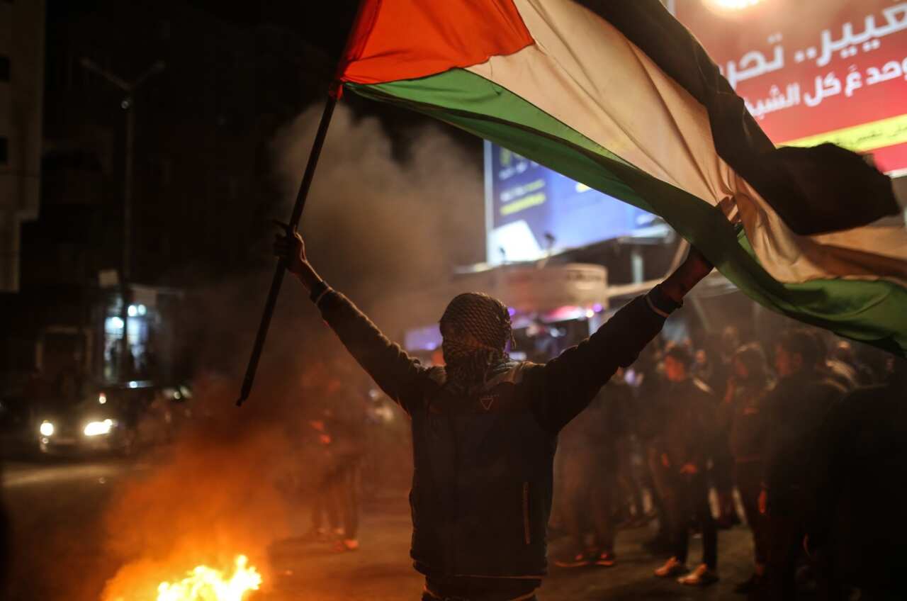 eople stage a demonstration against the US President Donald Trumps recognition of Jerusalem as Israels capital, in Gaza City, Gaza on December 06,