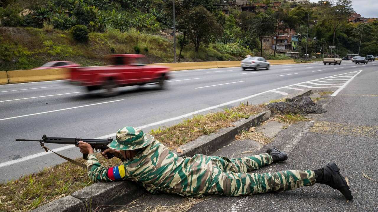 A member of the Venezuelan army participates a military exercises in Caracas, Venezuela, 15 February 2020.