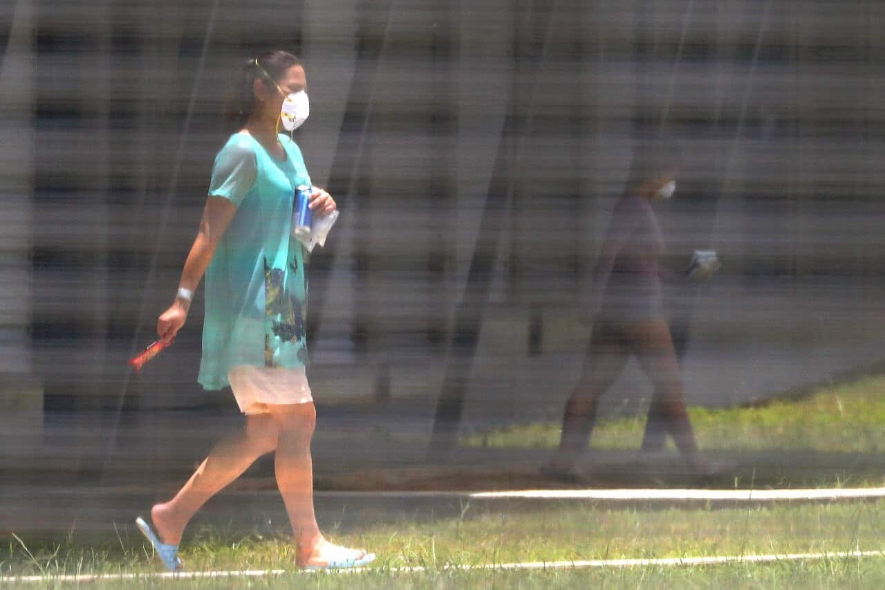 Evacuees are seen in the Christmas Island Australian Immigration Detention Centre.