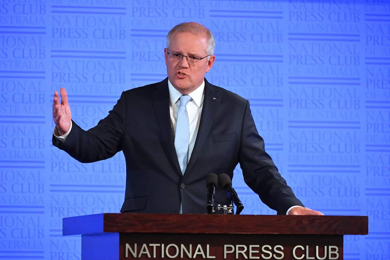 Australian Prime Minister Scott Morrison makes a pre-budget address to the National Press Club.