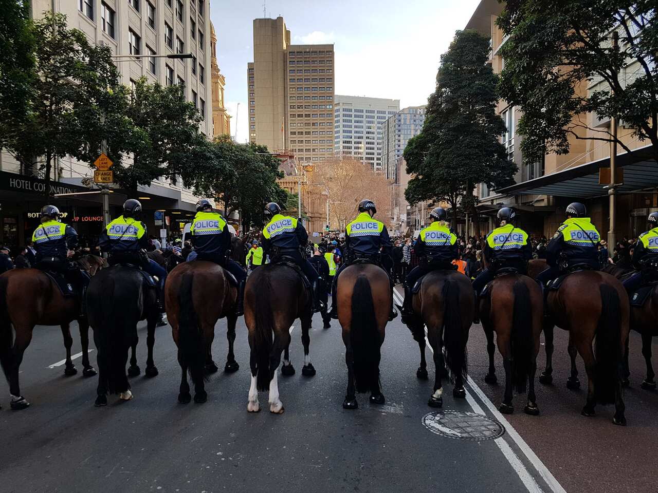 There is a strong police presence at the Black Lives Matter rally in Sydney.