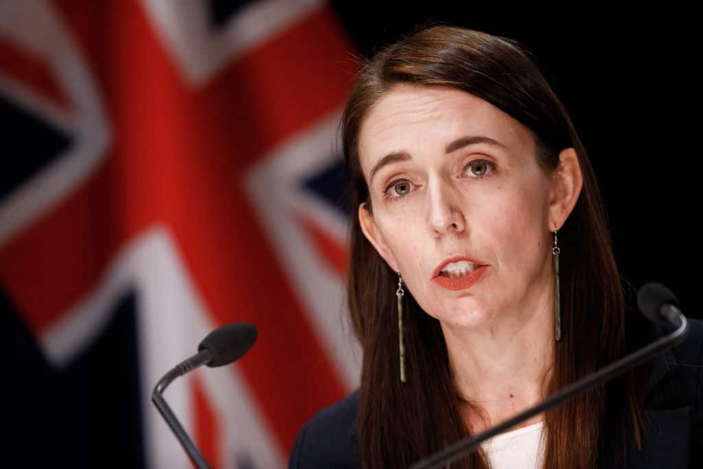 Prime Minister Jacinda Ardern speaks to reporters in Wellington, New Zealand on 3 September, 2021.