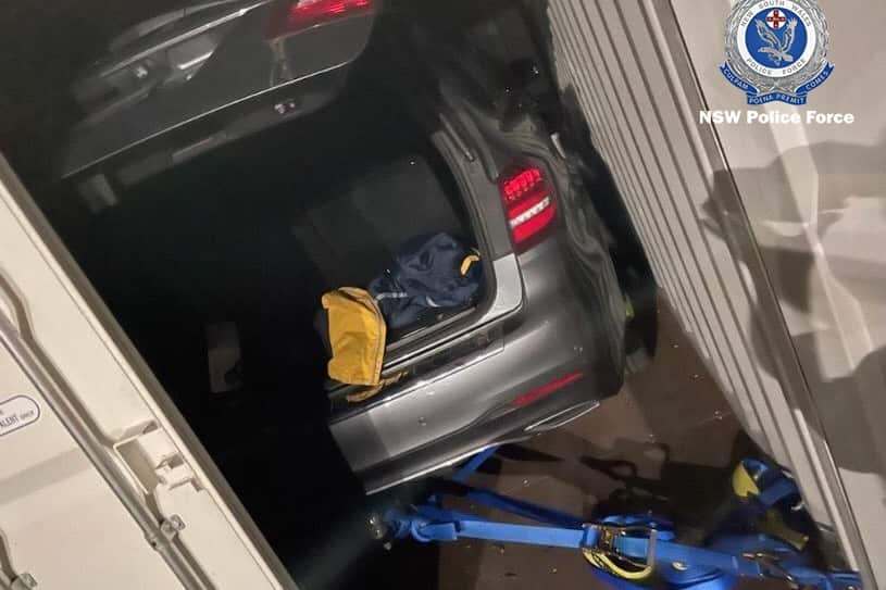 Mr Baluch was found inside a Mercedes hidden inside a container on the back of a truck near the Queensland border.