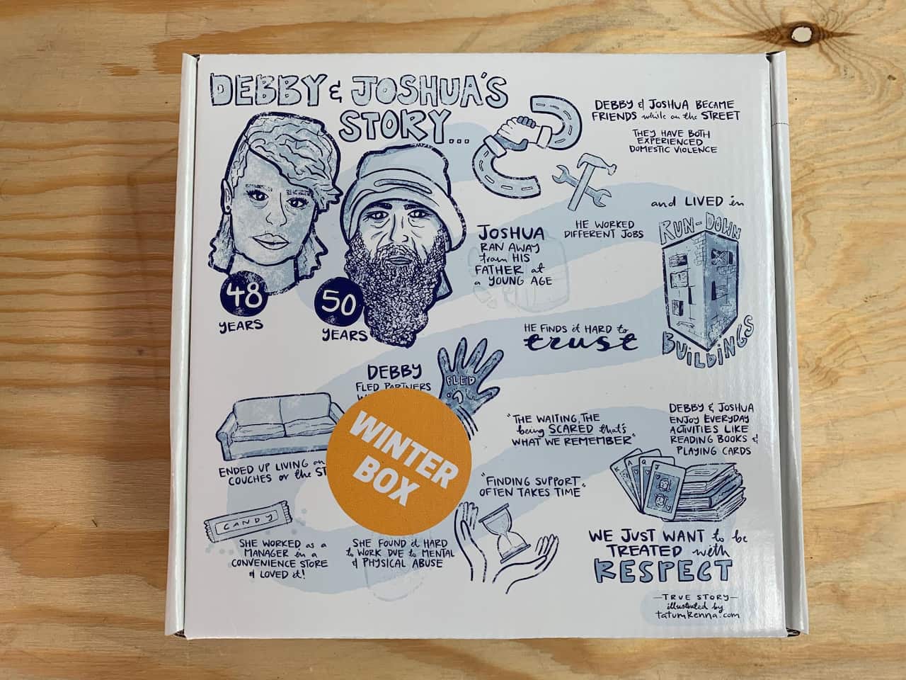 Each box tells a unique story of someone who has experienced homelessness in Australia. 