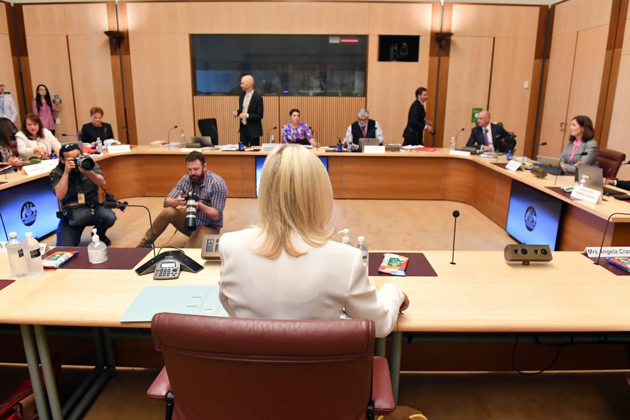 Former Australia Post CEO Christine Holgate appears before a Senate inquiry into changes at Australia Post, at Parliament House in Canberra on Tuesday.