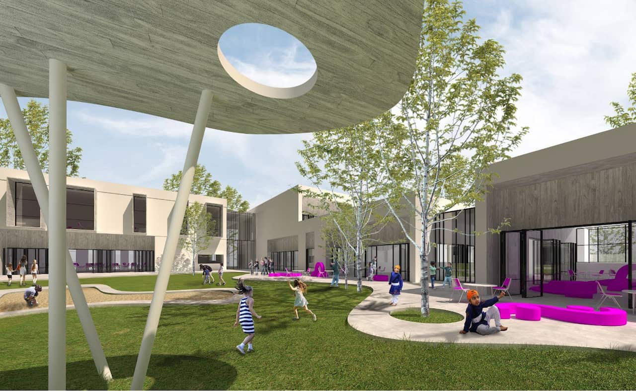 An artist's impression of the Sikh Grammar School in Rouse Hill, Sydney. 