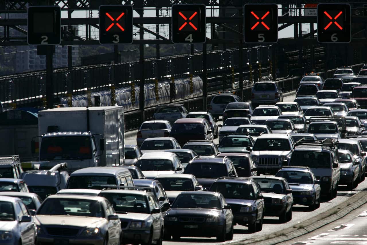 A file image of congested traffic in Sydney.