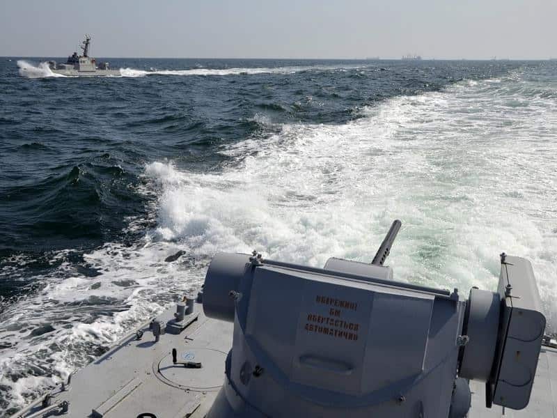 Ukrainian navy ships near Crimea