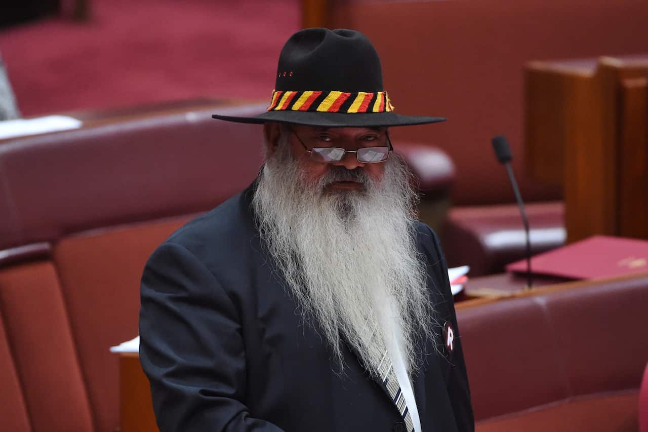Labor Senator Pat Dodson makes his maiden speech in the Senate at Parliament House in Canberra, Thursday, Sept. 1, 2016. (AAP Image/Mick Tsikas) NO ARCHIVING