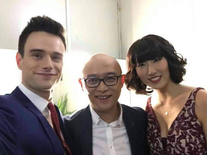 Ben and Feng with Meng Fei, the host of the show. 