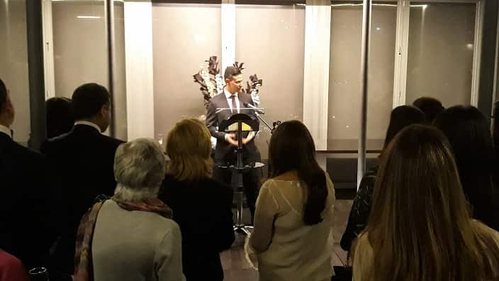 Benaki Museum CEO, Haris Siampanis at the launch of "The Messenger", a new work by internationally lauded artist Sam Jinks. 
