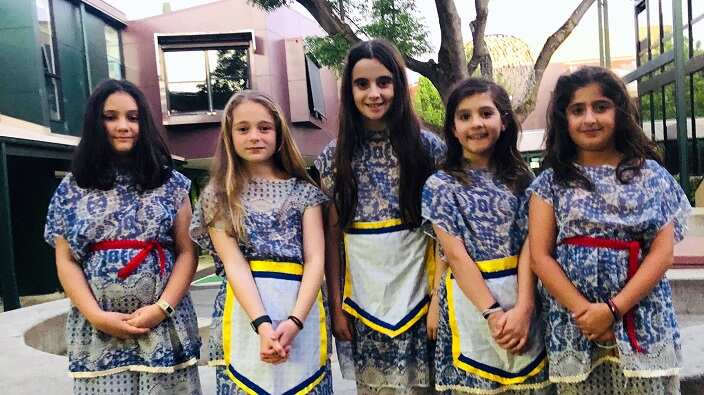 At the play rehearsal. 