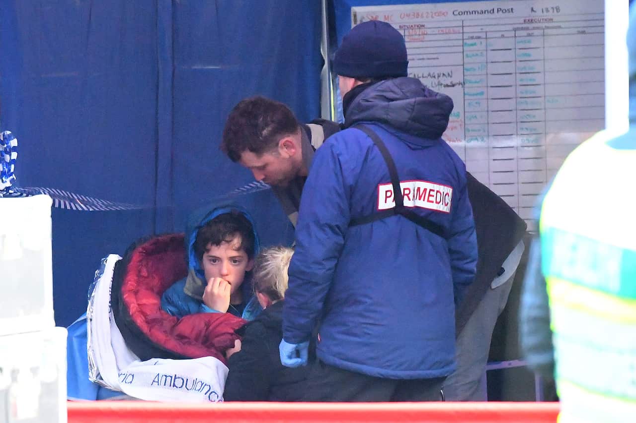 William Callaghan at the base camp at Mount Disappointment in Victoria after being missing for two days. 