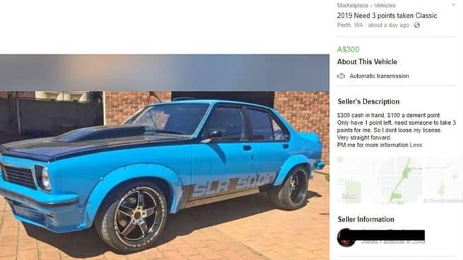Perth woman uses Facebook Marketplace to try and spruik cash for demerit points