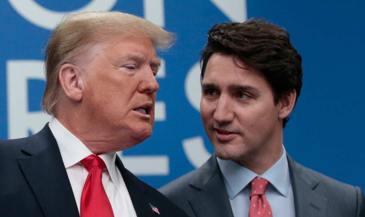 US President Donald Trump (L) and Canada's Prime Minister Justin Trudeau (R) during the NATO Summit in London.