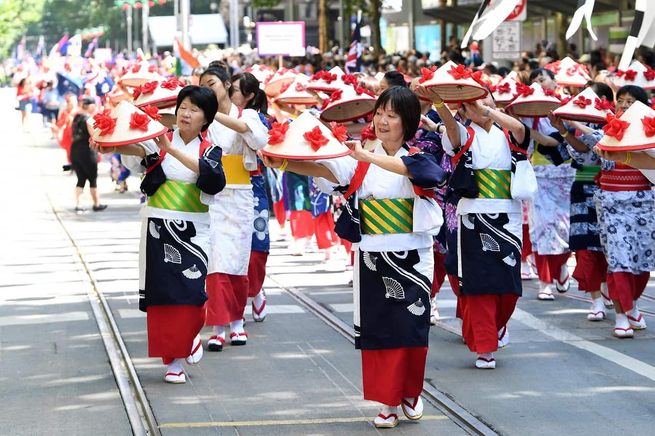 The Australia Day parade in Melbourne.