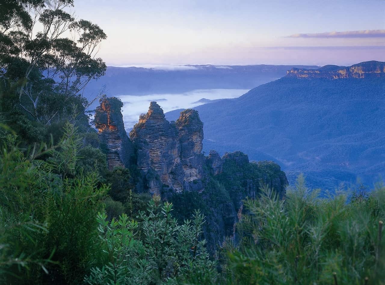 The Three Sisters in the Blue Mountains, NSW, one of the most popular tourist destinations in Australia.