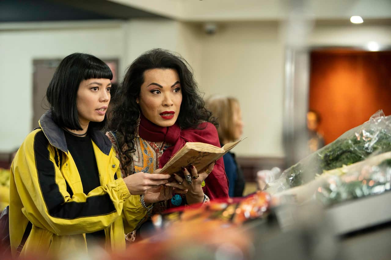 Catherine Van-Davies and Suzy Wrong in SBS's Hungry Ghosts.