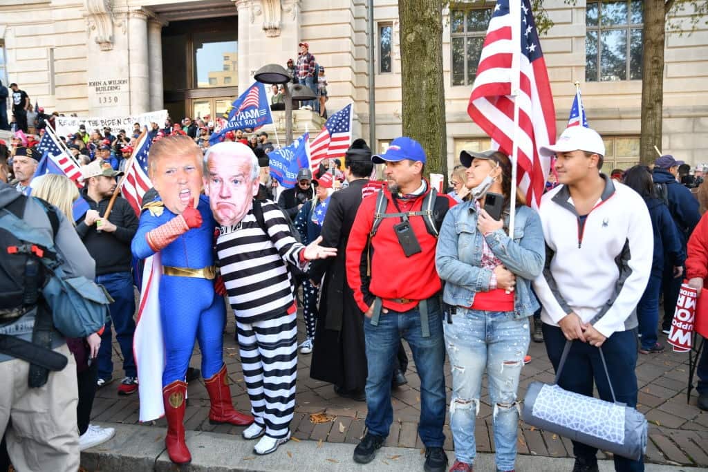 Donald Trump supporters protest the election outcome in Washington DC.