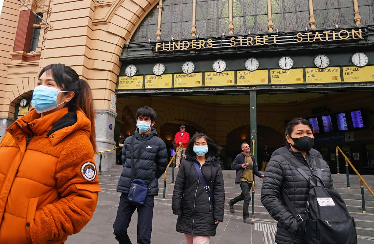 People wearing masks Melbourne