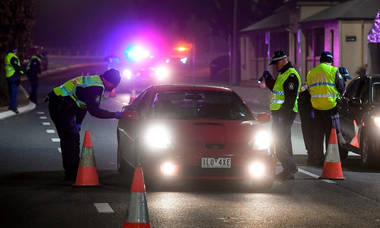 Police at the NSW-Victoria border earlier this month.