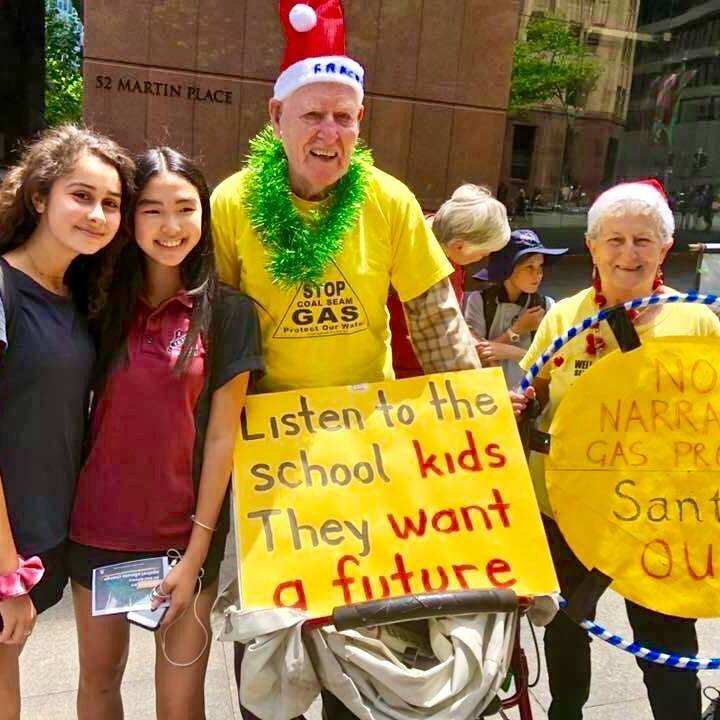 Bill Ryan seen at a school strike for climate rally in Sydney.