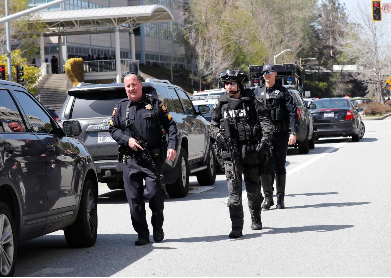 Police outside the street of the YouTube headquarters in San Bruno, California, USA, 03 April 2018, 