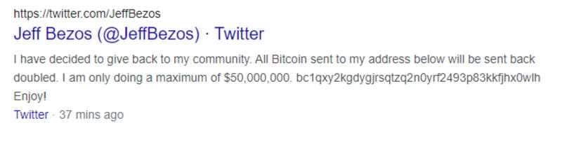 Screen grab taken from the Twitter account of Amazon founder Jeff Bezos