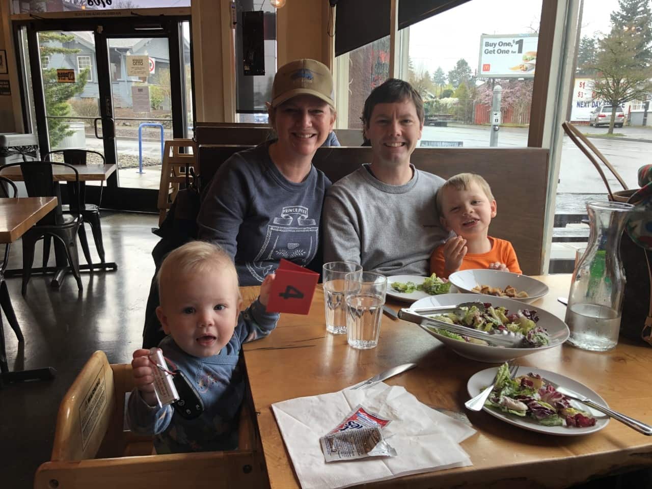 The family-of-four's last meal together before Ms Emous and her two children moved to Australia.