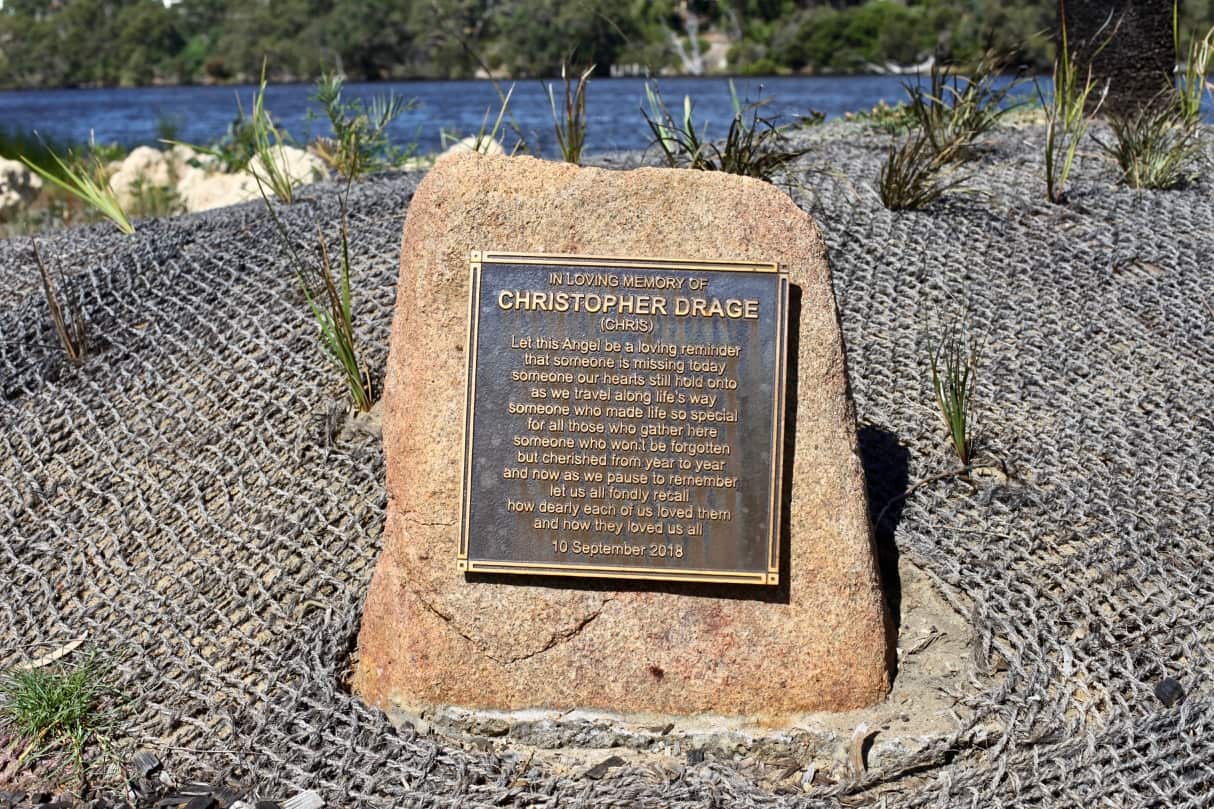 A memorial by the banks of the Swan River. 