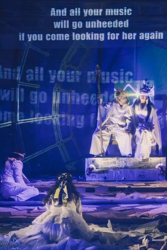 Godi Suwarna (Hades), Rinrin Candraresmi (Persephone),Wawan Sofwan (Orpheus) and  Heliana Sinaga (Eurydice) performing Hades Fading in Bandung - Aug 2019.